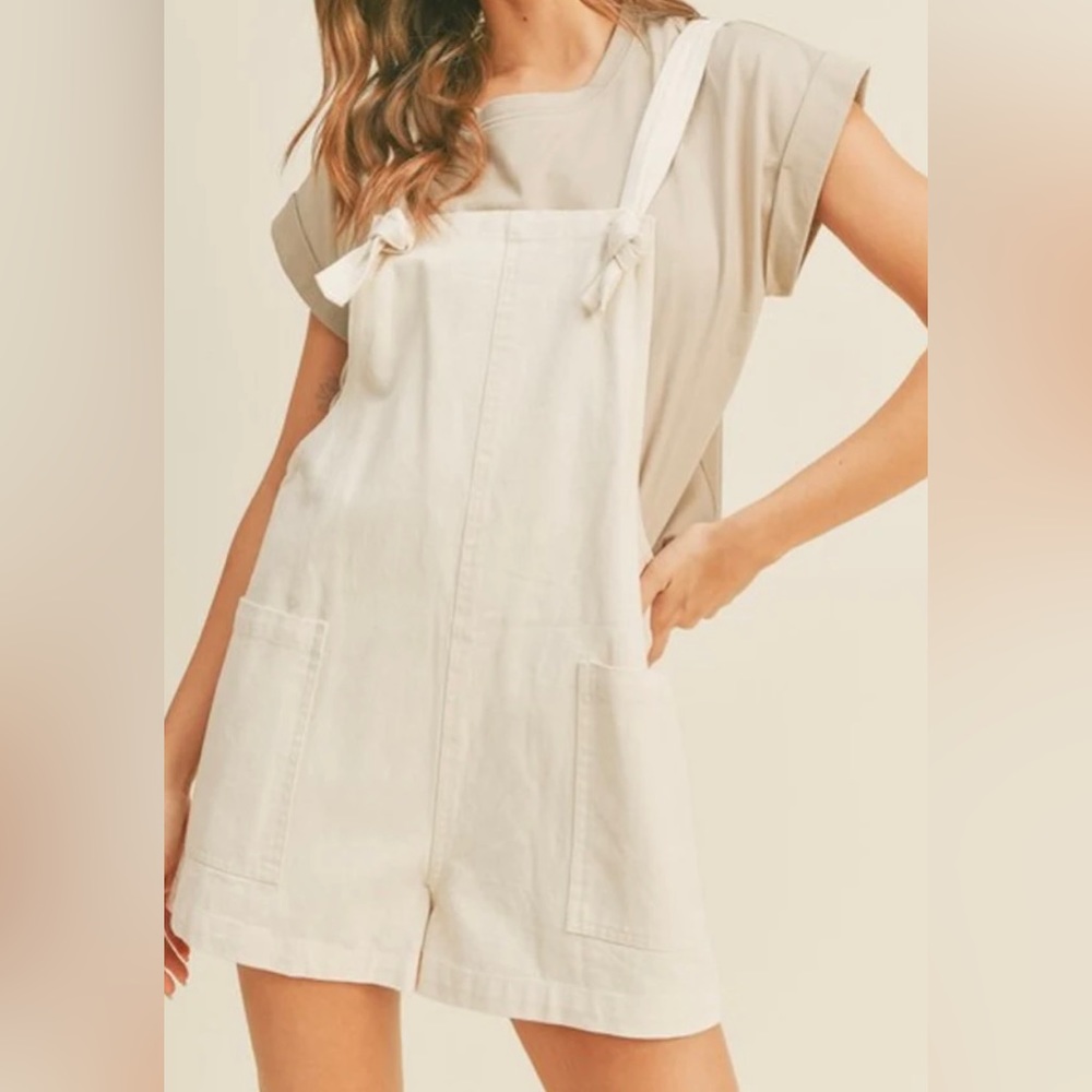 NWT Miou Muse 100% Cotton Romper XL Cream Beige Color
